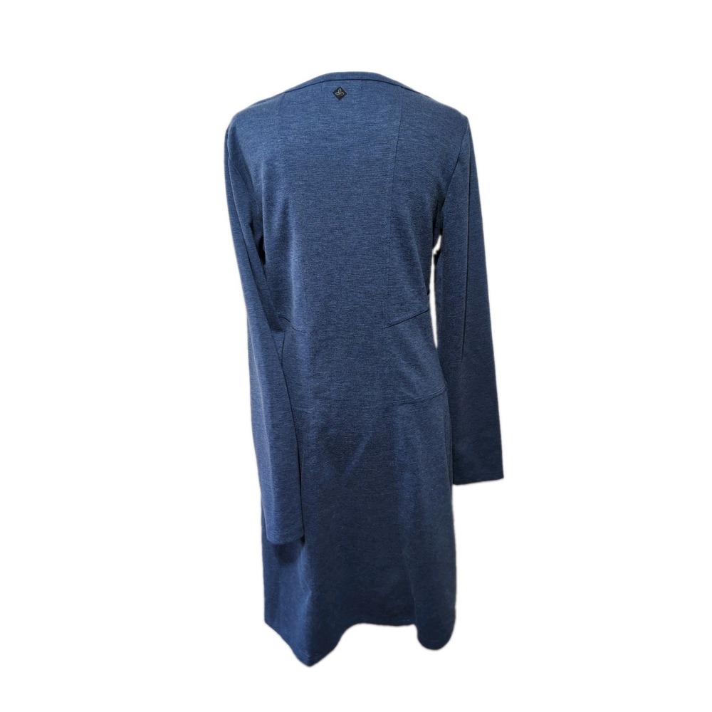 PrAna Soskia Blue Long Sleeve Scoop Neck Knit Dress Womens Medium Knee Length - Picture 4 of 7